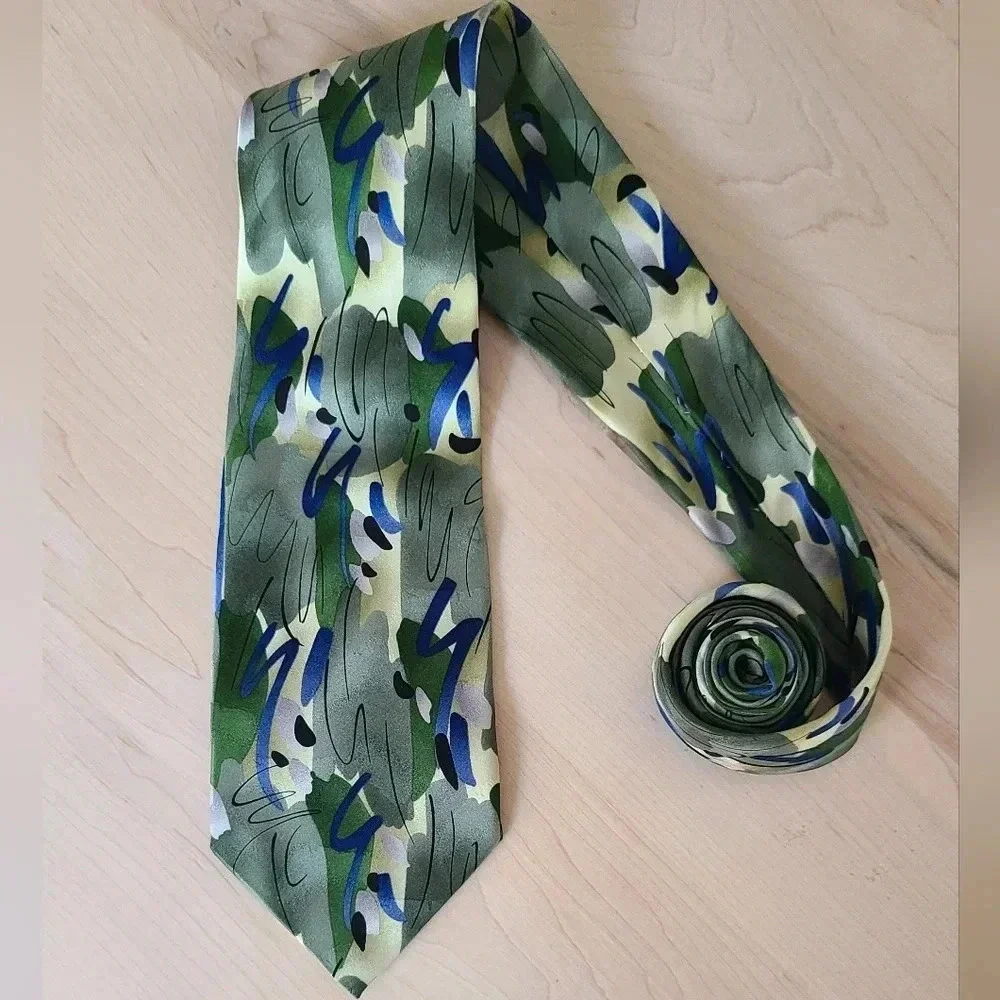 J. GARCIA  vintage tie, green and blue - Picture 3 of 8